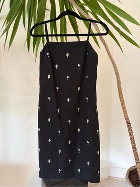 Brooks Brothers Black Dress with Tiny Cocktail Embroidery